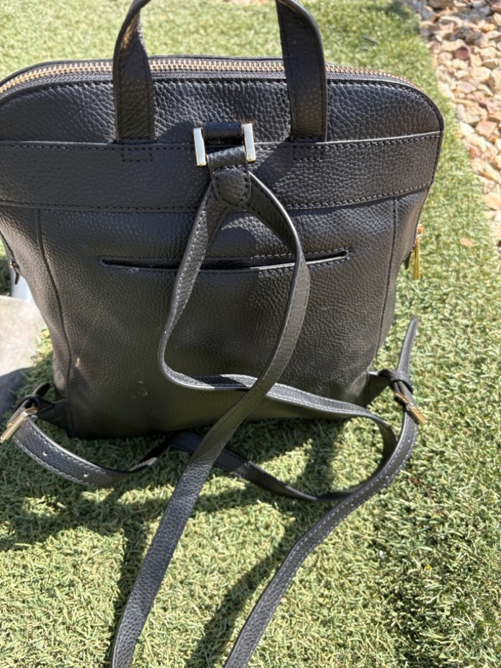 Michael Kors Black Pebbled Leather Mini Backpack with Gold Hardware - Picture 2 of 3